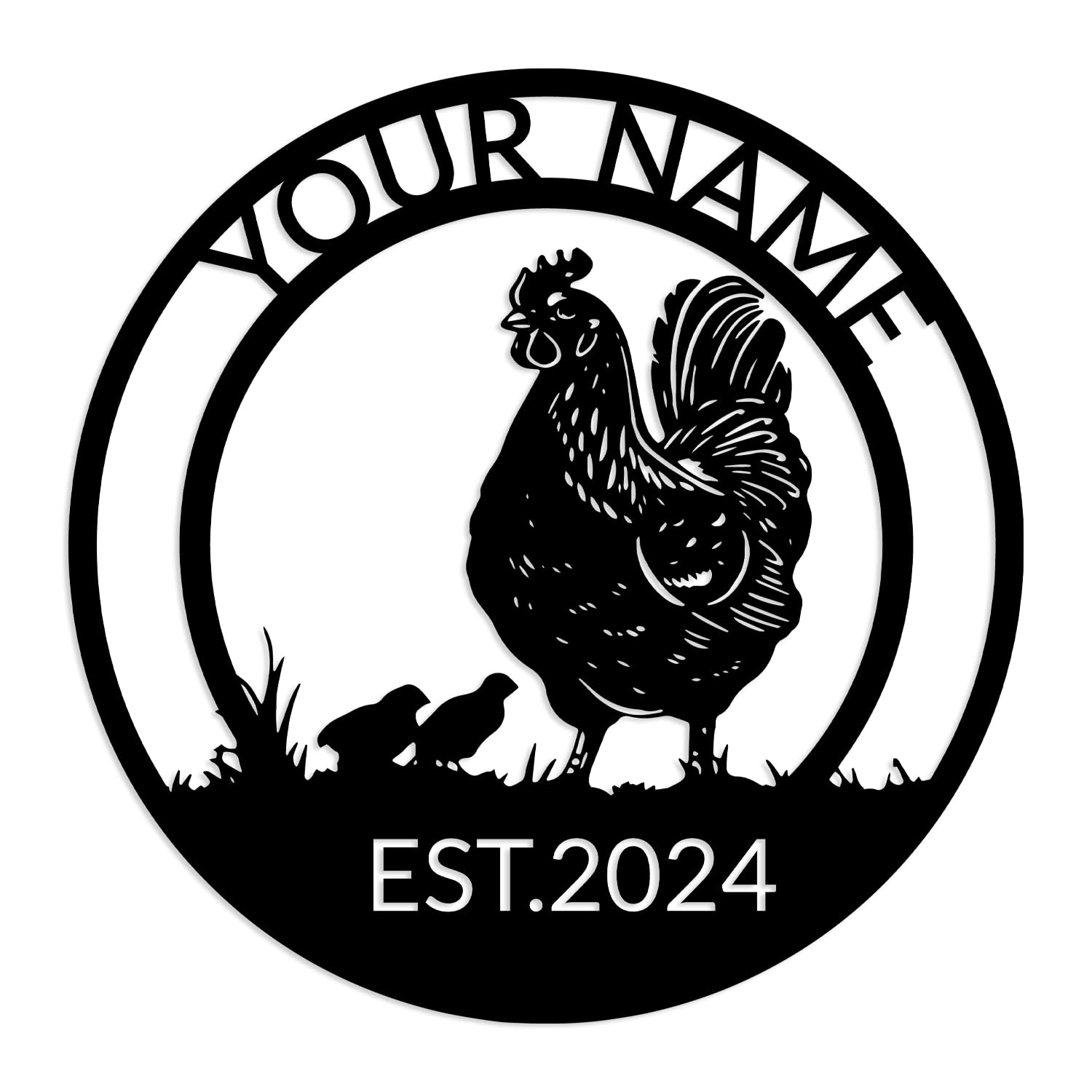 Kissesuu Chicken G Custom Chicken Metal Sign,Personalized Chicken Coop Metal Sign，Farm House Decor,Custom Chicken Decor With Flowers,Chicken Coop Wall Art,Hen House Sign,Farm Sign,Barn Decor (Chicken G)