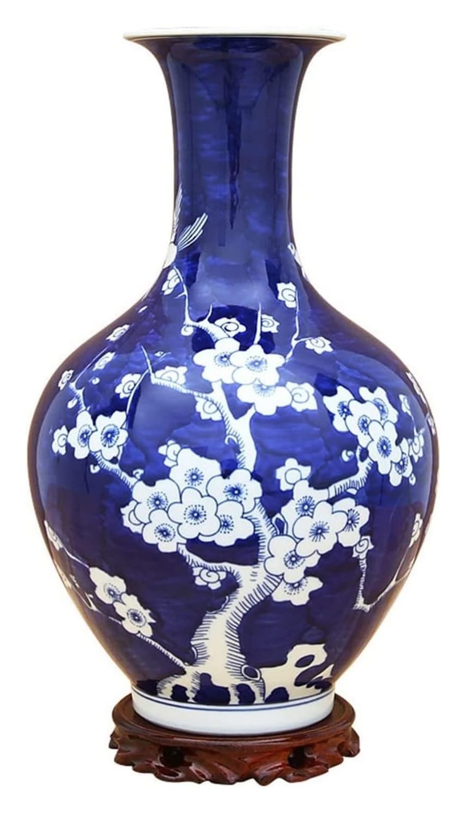 asdchZen Vase Ceramic Vase Chinese Hand-Painted Blue And White Porcelain Vases 15.3 Inch Large Desktop Decor Flowers Arrangement Vase With Base Vases Flower Pot Desktop Decor