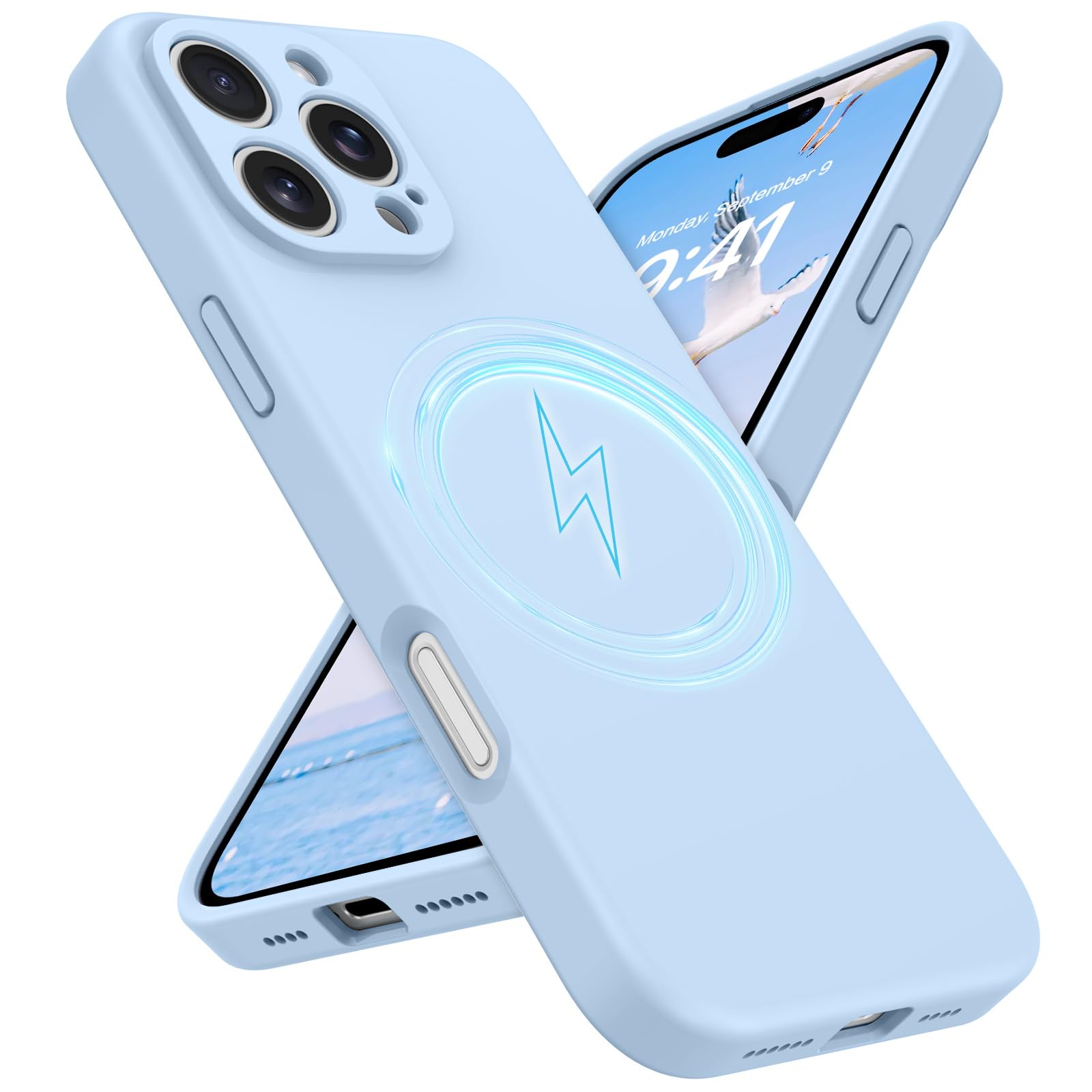 GUAGUA for iPhone 16 Pro Max Silicone Case, Compatible with Magsafe Soft Gel Rubber Slim Microfiber Lining Cushion Texture Cover Shockproof Protective