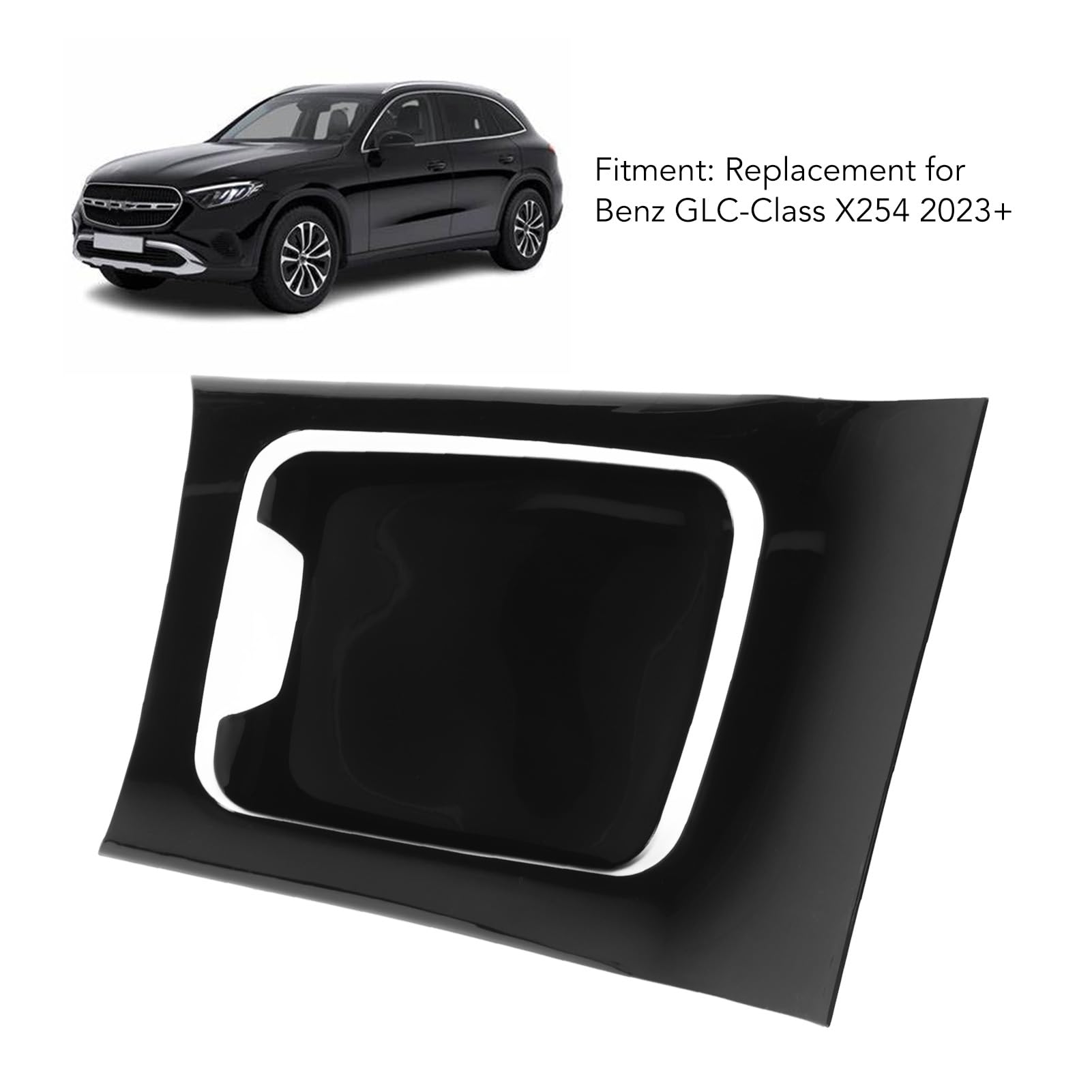 Rivestimento del pannello del cambio della console centrale, aspetto di lusso, copertura di protezione in materiale ABS per Mercedes Classe GLC X254 dal 2023 in poi veicoli con (Nero brillante)