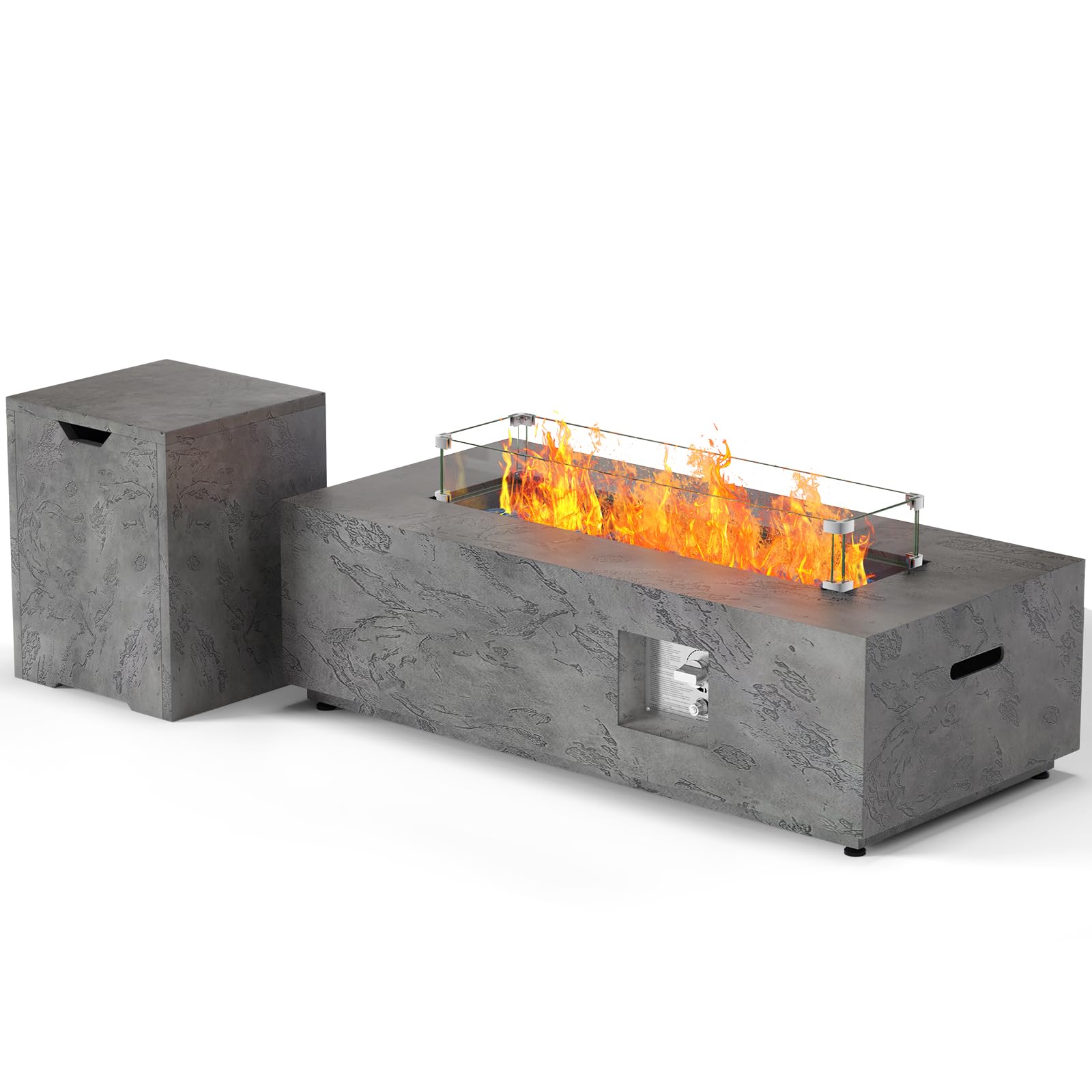 Sunpeak 42" Rectangular Outdoor Propane Fire Pit Table for Outside Patio