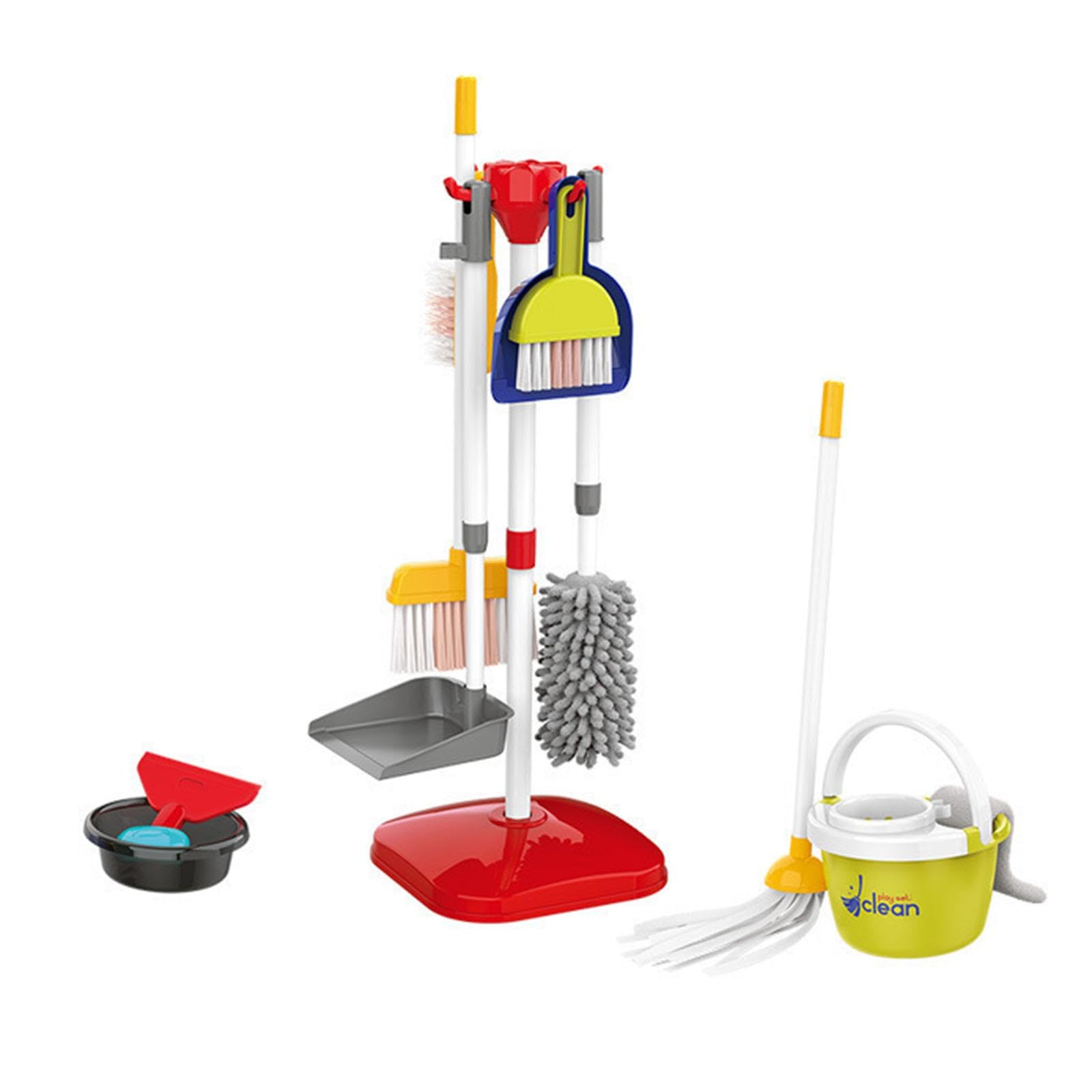 18 Pezzi Set Pulizie Giocattolo per Bambini con Scopa Paletta Spazzola Mop Attrezzi Educativi per Sviluppo Domestica Adatti a, 18 Pollici