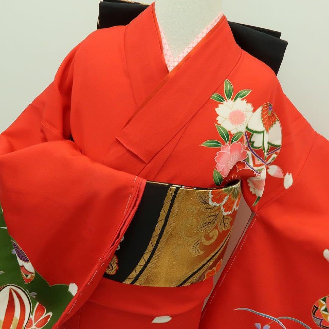 正絹 七五三 7歳 四つ身着物・襦袢 2点セット B15 七歳七五三用着物