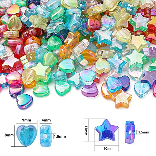 LadayPoa 400pcs AB Acrylic Heart and Star Beads, Assorted Plastic Beads for Jewelry Making, Necklace, Bracelet - Image 4