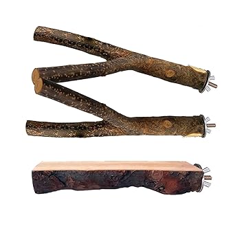 Tfwadmx Bird Perch, Parrot Stand Bird Toys�?Birdcage Stands Platform Natural Wood Fork Bird Cage Accessories for Budgies Cockatiels Conure Lovebirds Hamster Rat�?3PCS.