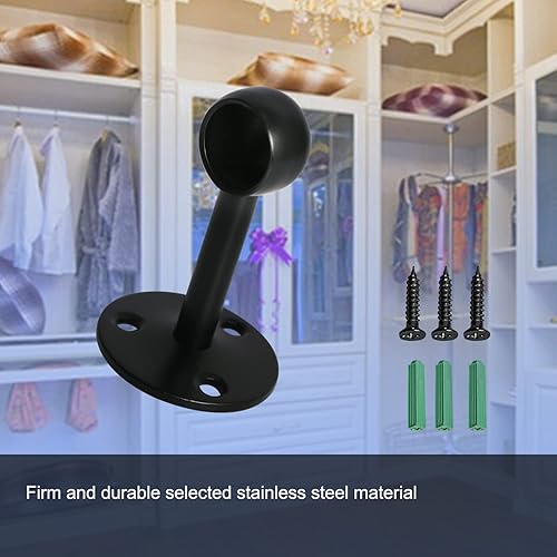 Miniatura 10 de Aopin Soportes para barra de armario con acabado negro mate de 0.75 pulgadas, soportes de montaje en techo, soportes de extremo de barra de cortina,