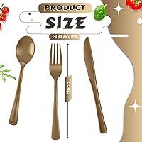 Vista 2 de Juego de cubiertos de plástico de 300 piezas, juego de cubiertos de plástico resistente, incluye 100 cucharas desechables, 100 tenedores, cuchillos