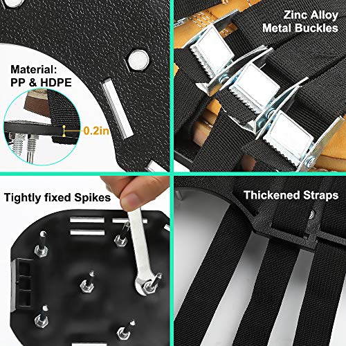 CoPedvic Aerator Shoes, Lawn Aerator Shoes with 8 Double Layers Straps, 3 Shovels to Clean Shoes, Heavy Duty Aerating Shoes Withstand Up to 400LB, Newest Designed Spikes to Aerating Lawn, Yard