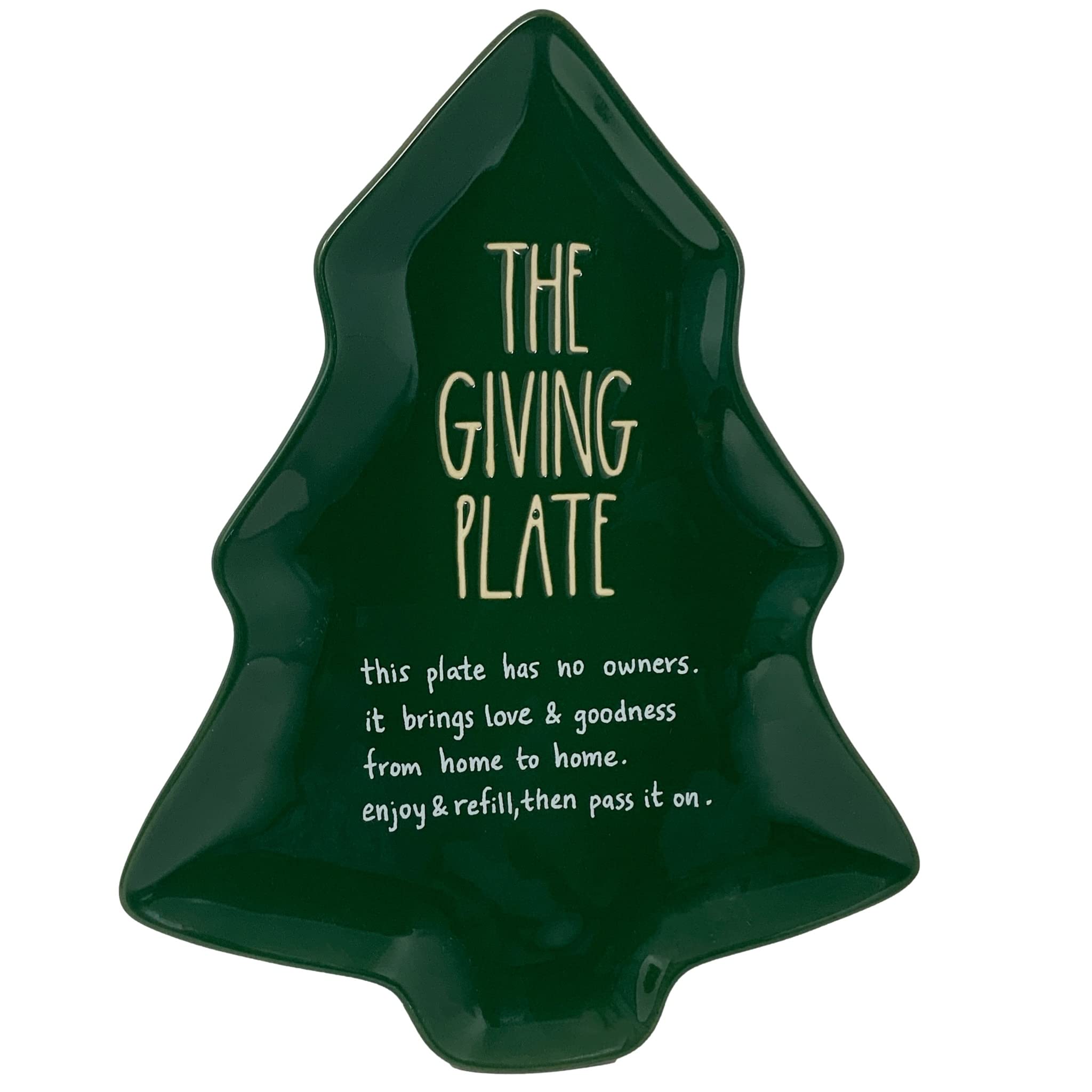 Rae Dunn by MagentaCHRISTMAS TREE SHAPED THE GIVING PLATE – sharing plate. This plate is meant to be passed from recipient to recipient.