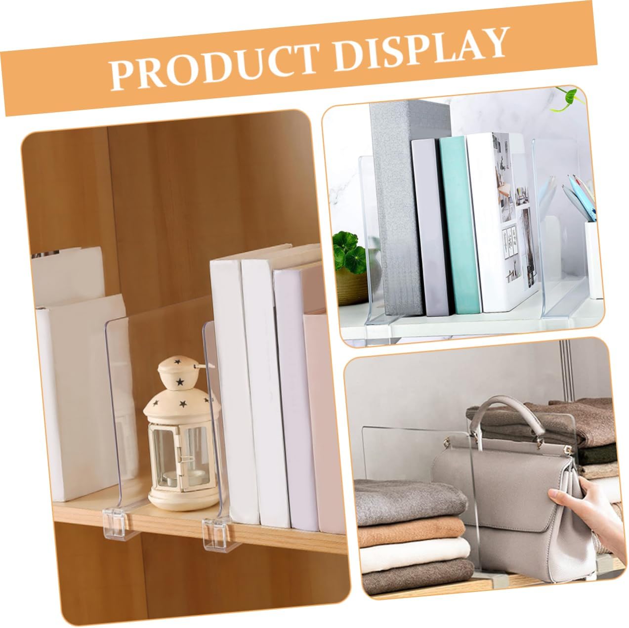 MAGICLULU 6pcs Transparent Closet Shelf Dividers Storage Organizers for Handbags Purses and Files Easy Installation Multi-use Indoor Cabinet Separators for Neat Organization