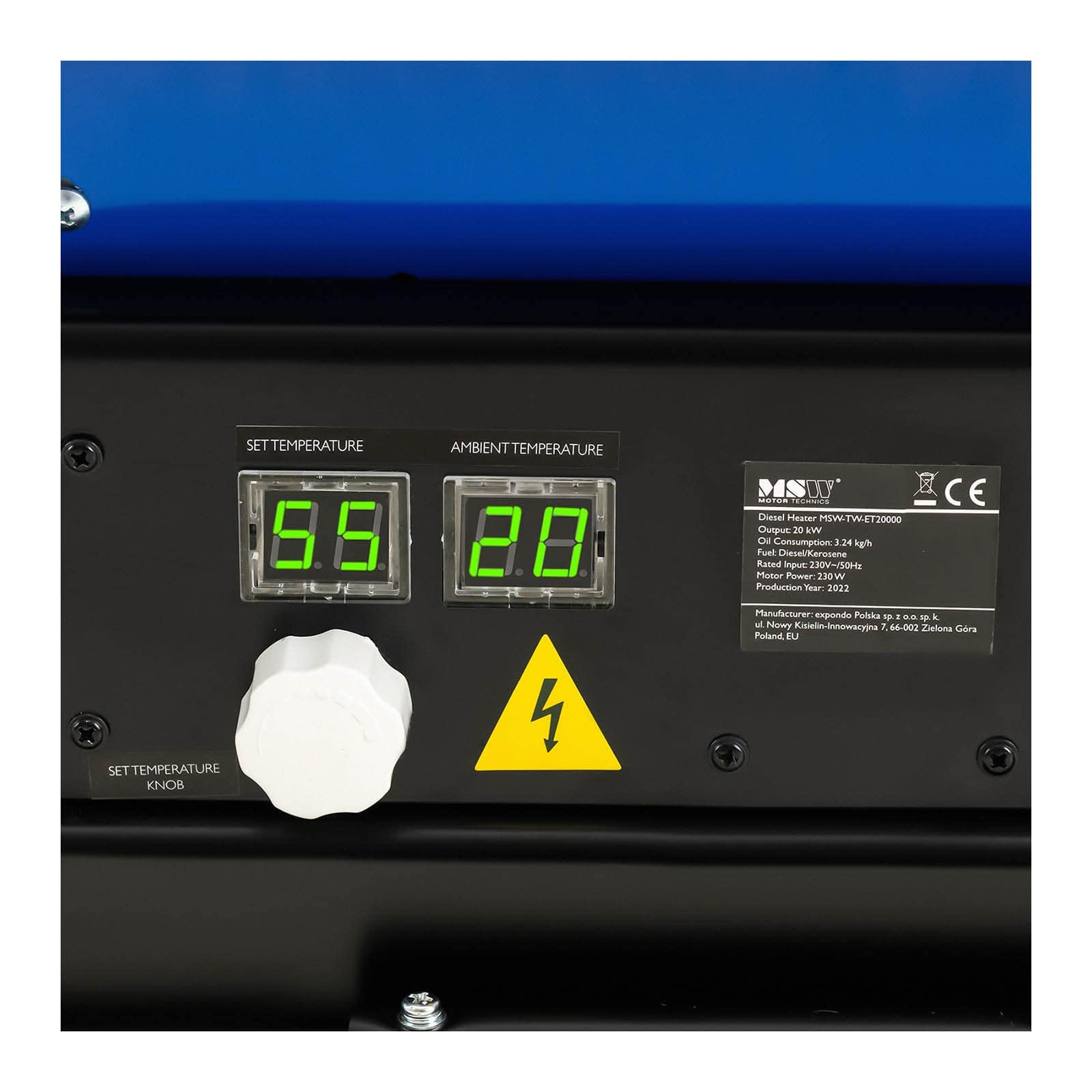 MSW MSW-TW-ET20000 Diesel Cañón de calefacción 20000 W 20 L Ventilador de aceite Cañón de calefacción Diesel Calentador de aceite