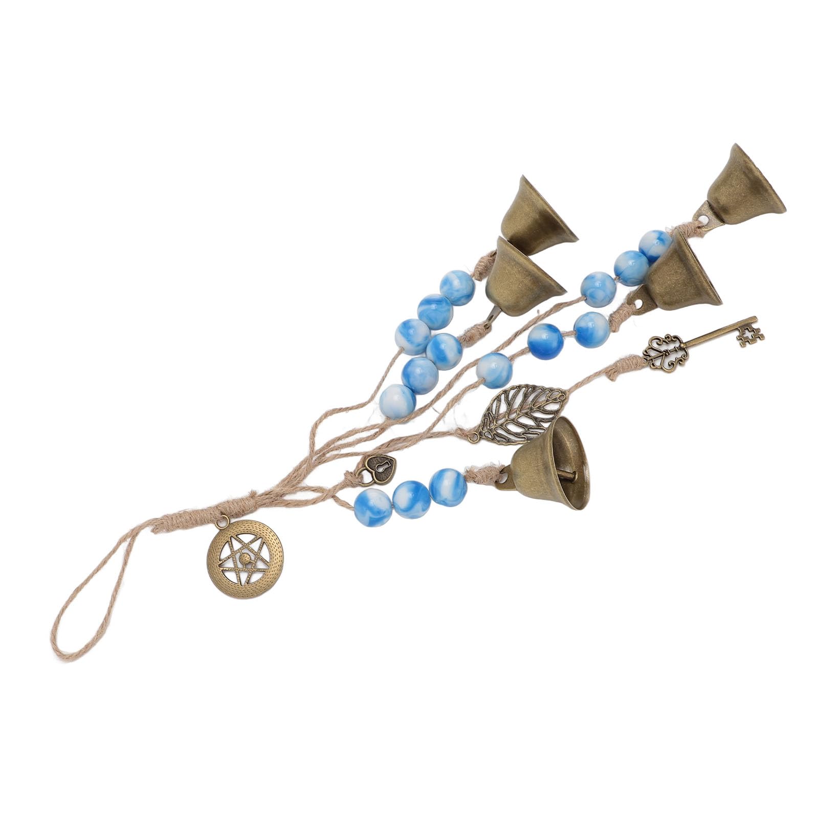 Decorative Accessories Metal Door Bell Ornament Vintage Feng Shui Bell Blessing Bell Decoration with Hemp Rope Household Decorative Wind Bell for Wall Bedroom Living Room Hanging