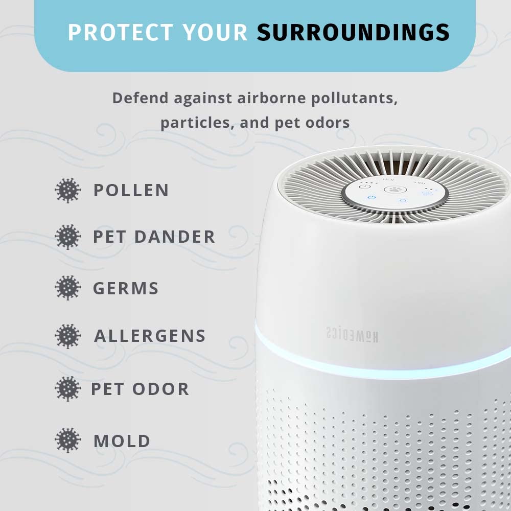 HoMedics® TotalClean® PetPlus - Filtro HEPA di ricambio per allergie, animali domestici, fumo e peli con filtro a carbone attivo, eliminatore di odori e deodorante