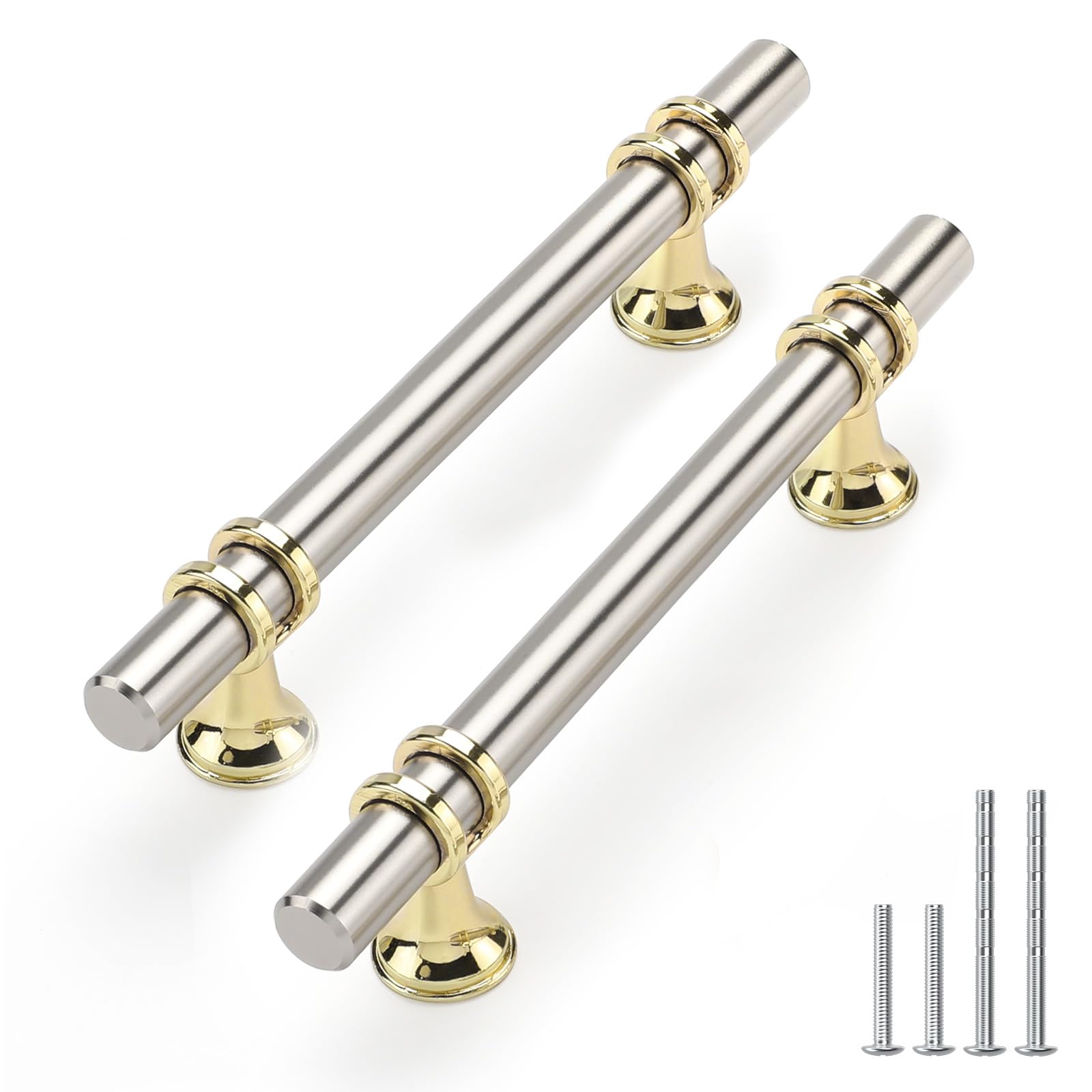 Rergy 10 Pack 3 Inch Hole Center Brushed Nickel and Gold Cabinet Pulls — Amazon image 22