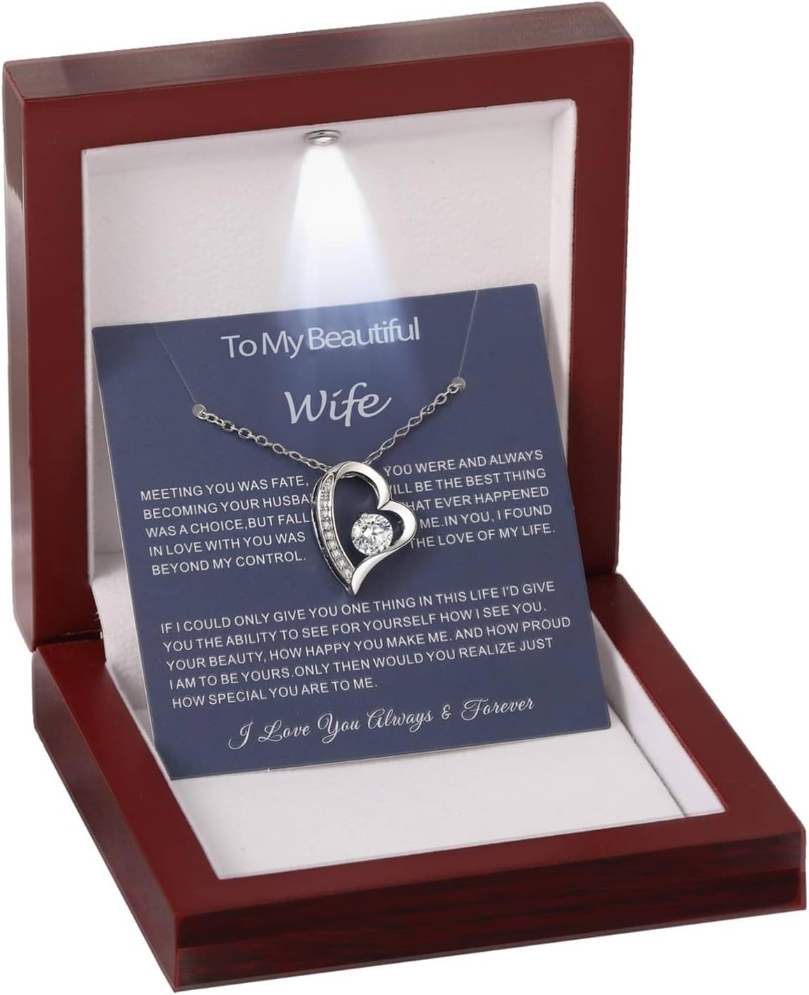 Valentines Day Gifts for Her To My Wife Necklace from Husband - Gifts for Wife Christmas Birthday Anniversary Romantic Love Jewelry Gift，Valentines Heart Pendent Necklace for Women with Love Message Card - Image 2