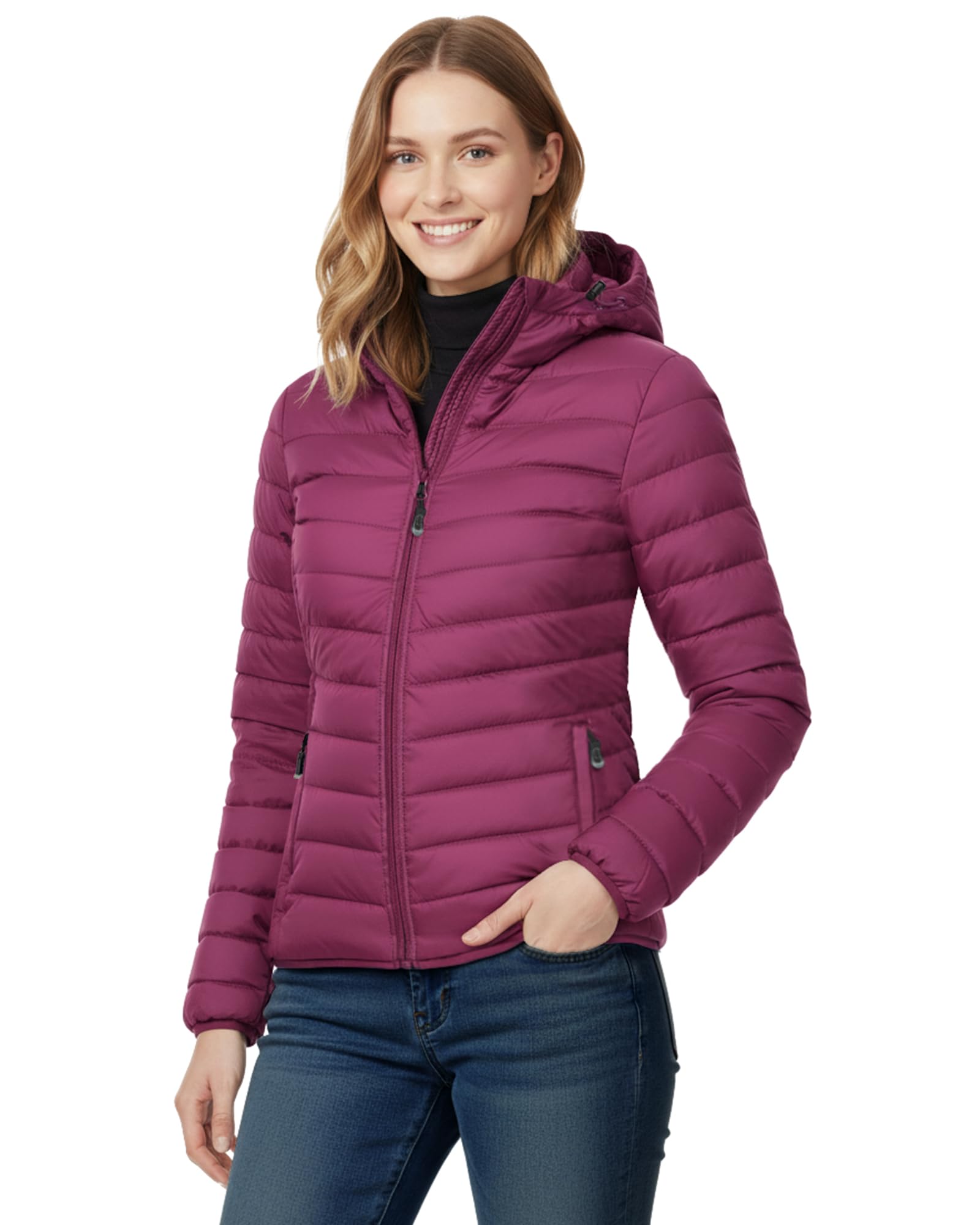 33,000ft Women's Hooded Packable Puffer Jacket Lightweight Warm Puffy Quilted Winter Coat
