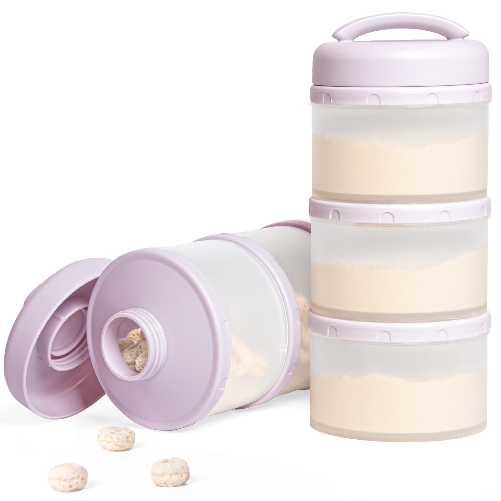 Termichy Baby Milk Powder Dispenser Pots Stackable Baby Formula Container, 2 Pack (Light Purple) — image 1