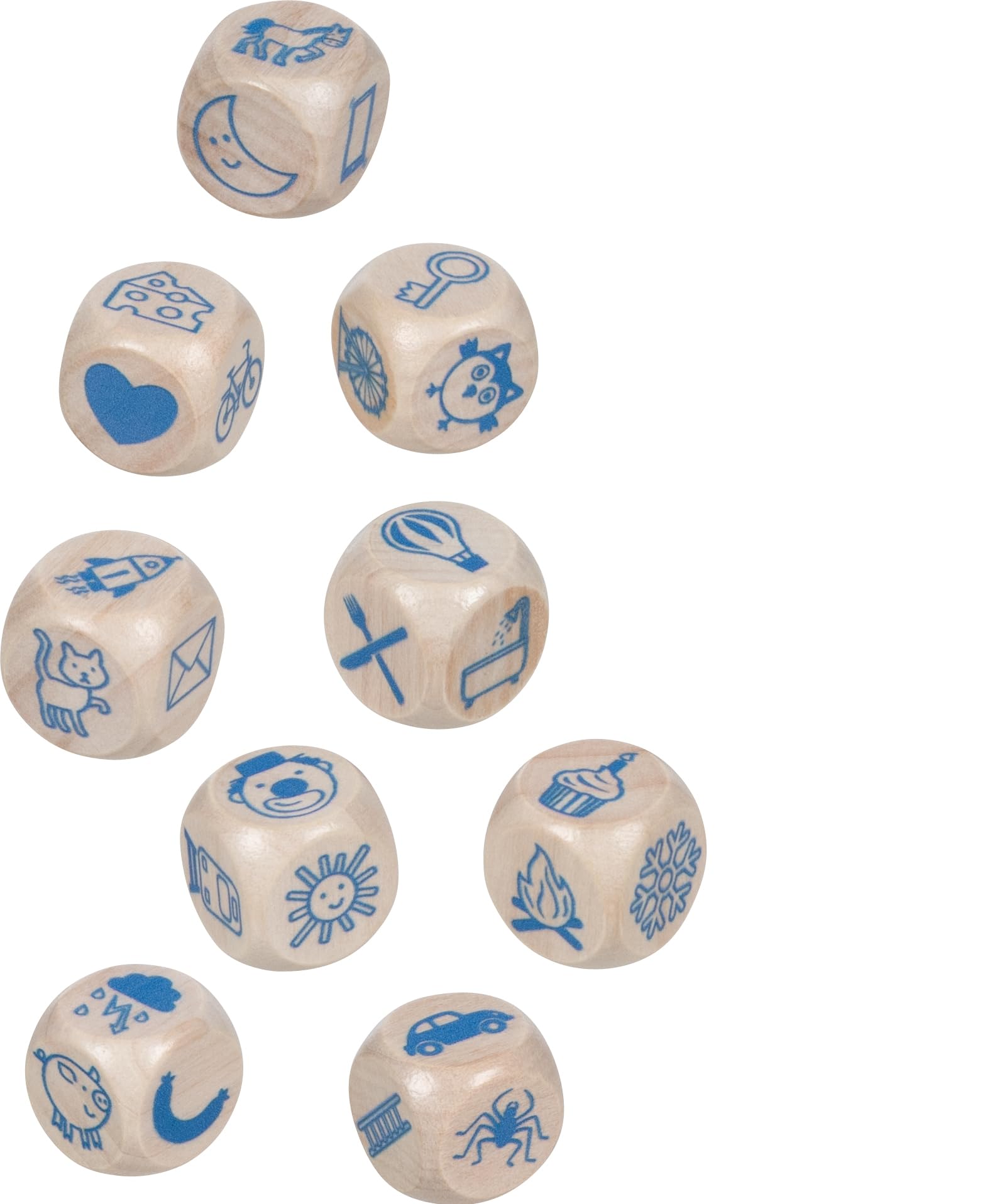 goki 56307, Wooden Story Cube in Tin, Creative Narrative Game and Promote Language Development, Story Cubes