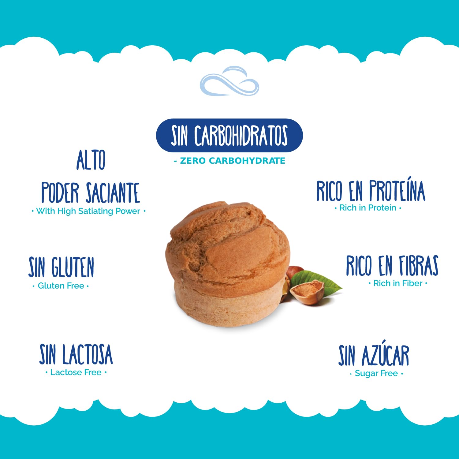 Nuvola Zero - Dolce Zero Avellana, Sin Carbohidratos, Dulces Sin Azúcar, Sin Lactosa, Sin Gluten, Alto En Fibra, Paquete De 12 Uds, Fabricado en Italia