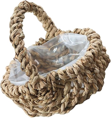 Alipis Straw Flower Basket Rattan Baskets Wicker Basket Flower Girl Baskets for Weddings Wedding Girl Flower Basket Easter Egg Basket Farmhouse