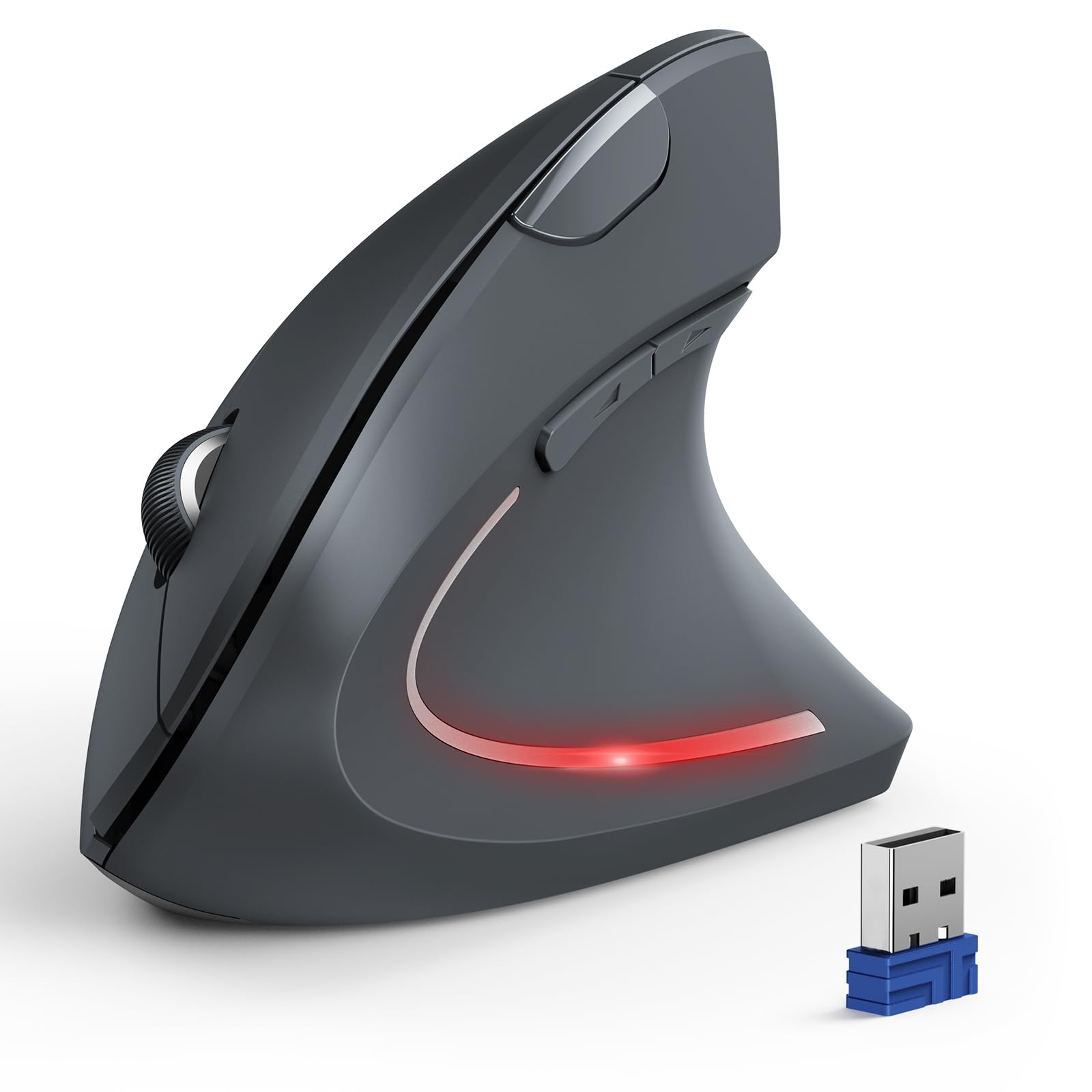 TECKNET Ergonomische Kabellose Bluetooth Maus – Vertikale Wireless Maus mit 3 Geräten, 6 DPI, Silent