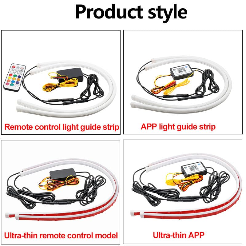 Image of CLOUDSALE 12V Colorful Daytime Running Light 60cm Remote APP Control Flexible Car Decorative DRL Turn Signal Light