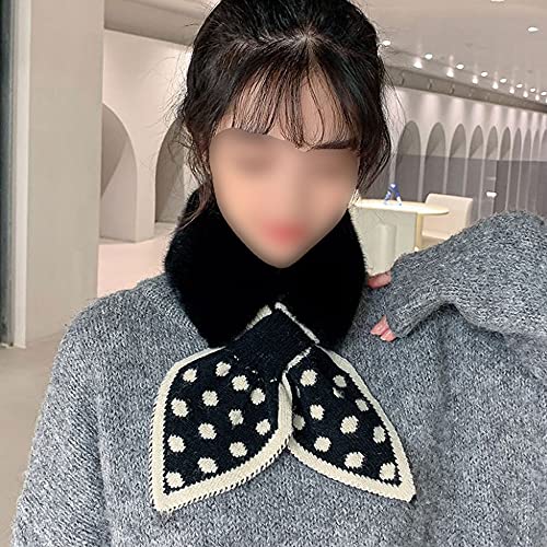 Women Fall Winter Warm Faux Fur Neck Scarf Dot Pull Through Neck Warmer Fake Collar3