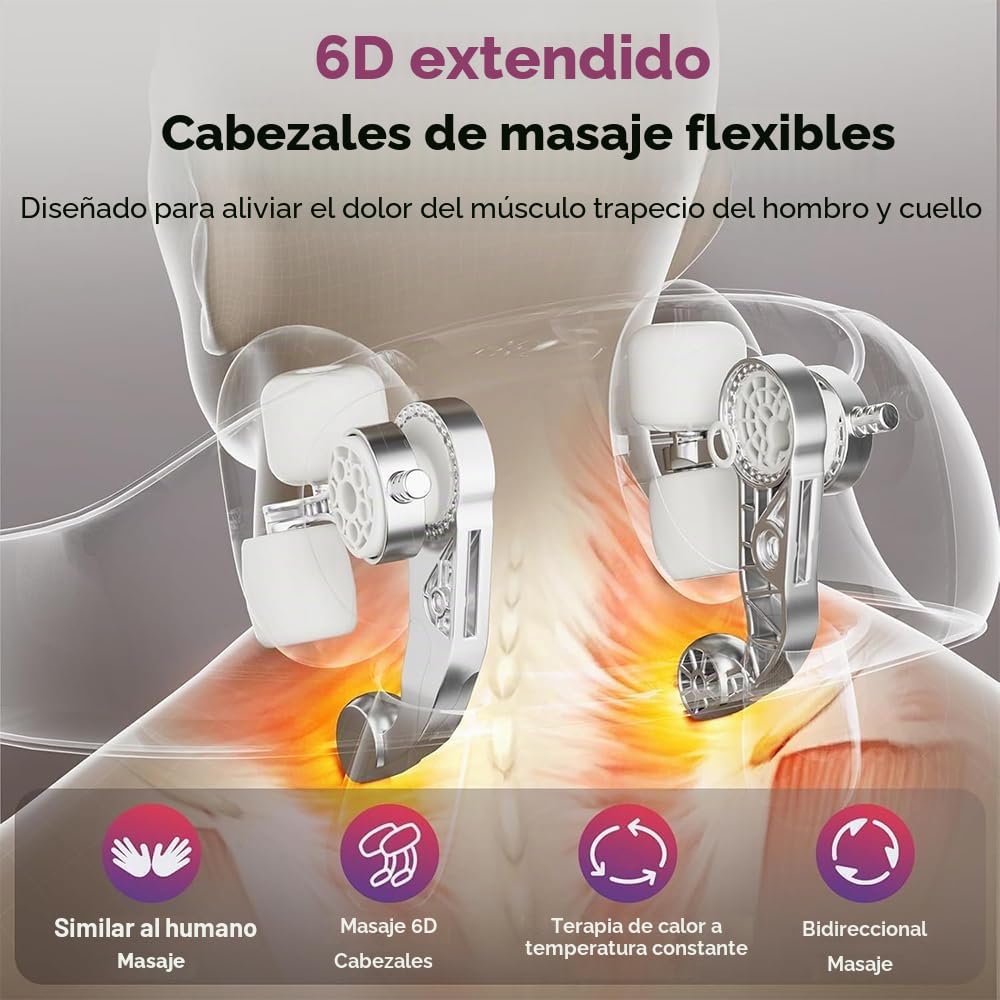 Masajeador de Cuello 6D, Inalámbrico de Hombros y Cuello | con Masaje de Amasado Profundo, 2 Niveles de Calor & Funda Lavable, Regalos Originales para Mujer, Hombre, Mamá, Papá