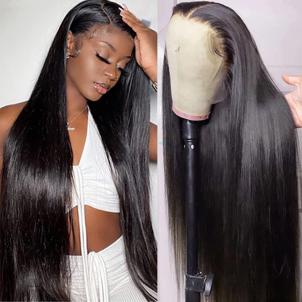 13×4 Straight Lace Front Wigs Human Hair Lace Frontal Wigs Brazilian Virgin Wigs for Women Pre Plucked with Baby Hair 180% Density Natural Color 26 Inch