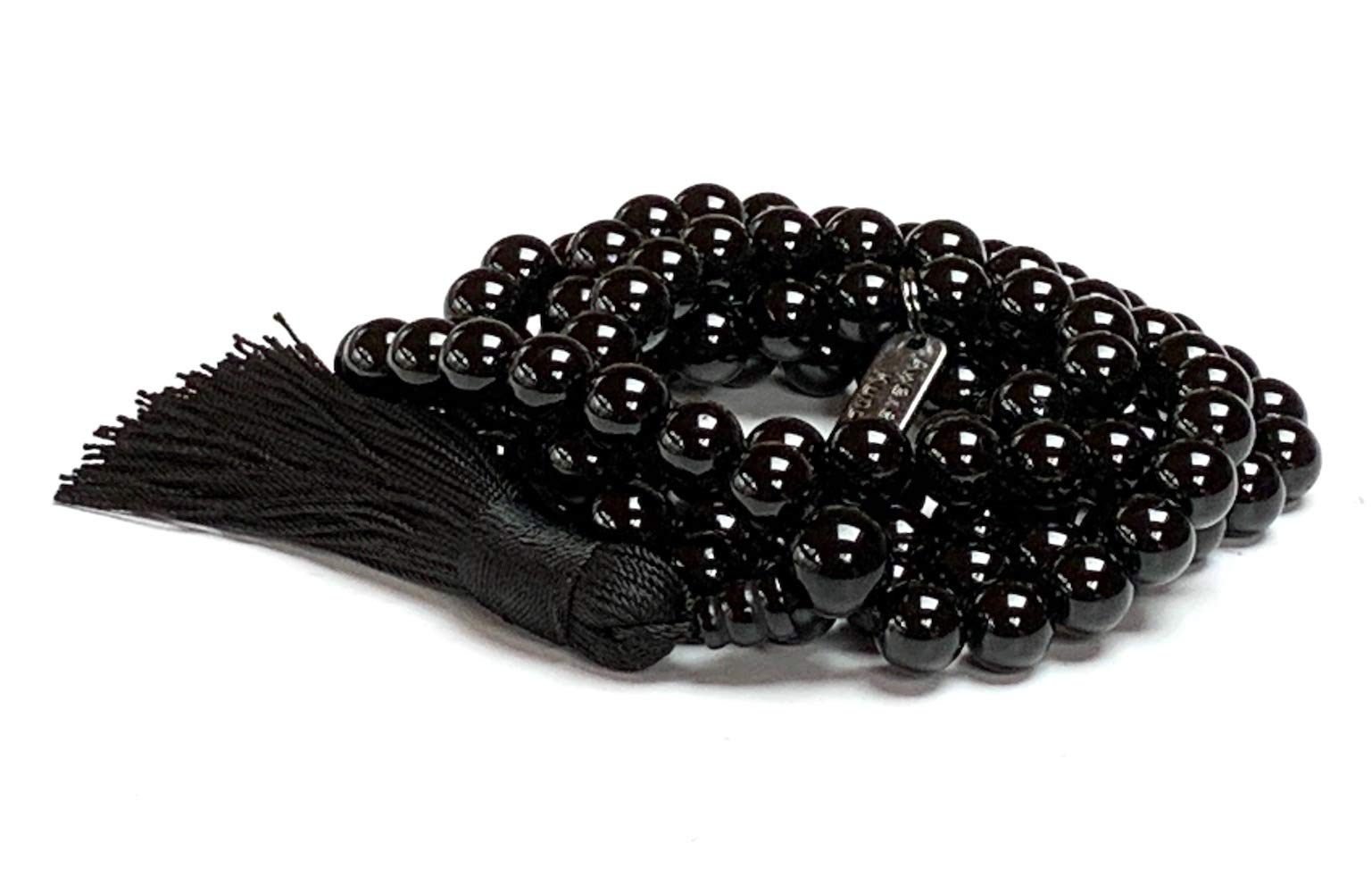 Schwarzer Turmalin Mala Halskette, 8 mm Perlen, Geburtsstein für Oktober, Waage & Skorpion Sonnenzeichen, Wurzelchakra, 8 mm schwarzer Turmalin Mala Halskette, Edelstein, Turmalin