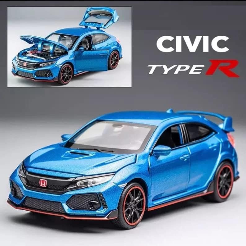 Image of Civic Type-R Model Toy Car with Box, Zinc Alloy Pull Back Toy car with Sound and Light for Kids Boy Girl Gift [Colors as Per Stock]