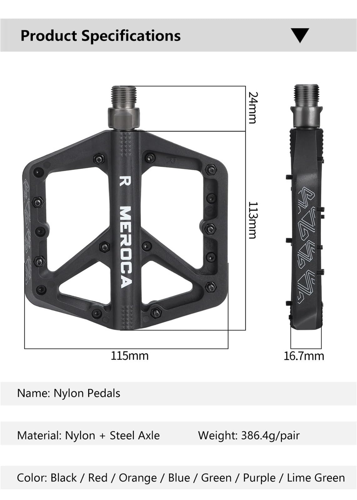 Pedali for Mountain Bike Pedali Piatti for Bicicletta da 9/16 Pollici Pedali a Piattaforma Larga in Fibra di Nylon Leggera for Bici da Strada for Mountain Bike a Scatto Fisso