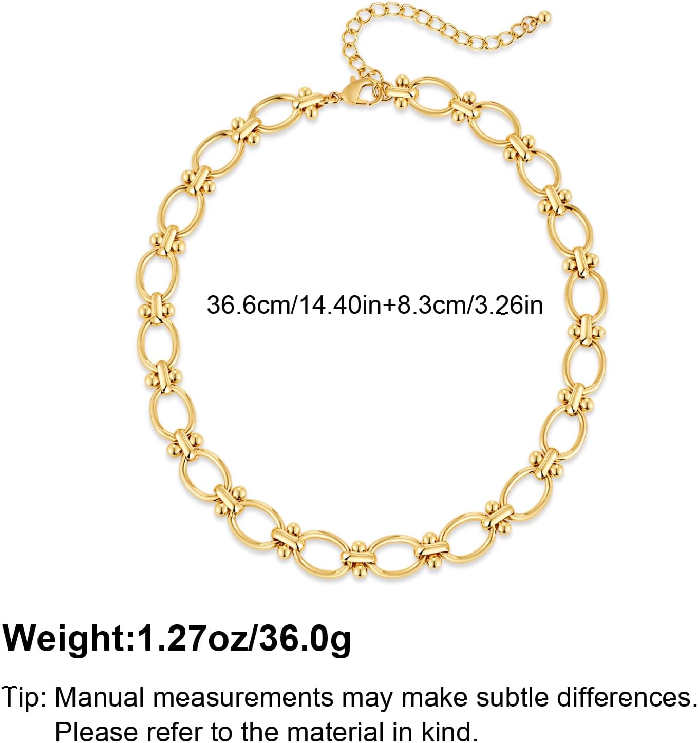 Chunky Necklace for Women 18K Gold Plated Statement Adjustable Thick Link Chains Paperclip Chain Choker Trendy Fashion Jewelry Gifts - Image 4