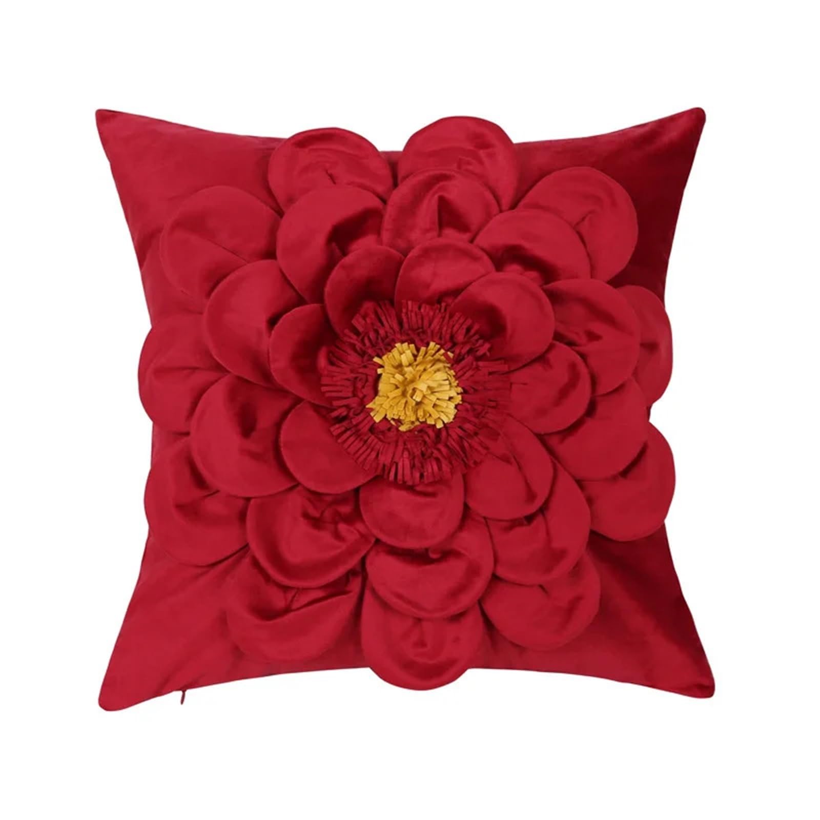 LCKKJHG Chrysanthemum Throw Pillows 3D Sun Flower Cushion Cover White Velvet Sofa Waist Home Decor Pillow Case(E-45X45CM)
