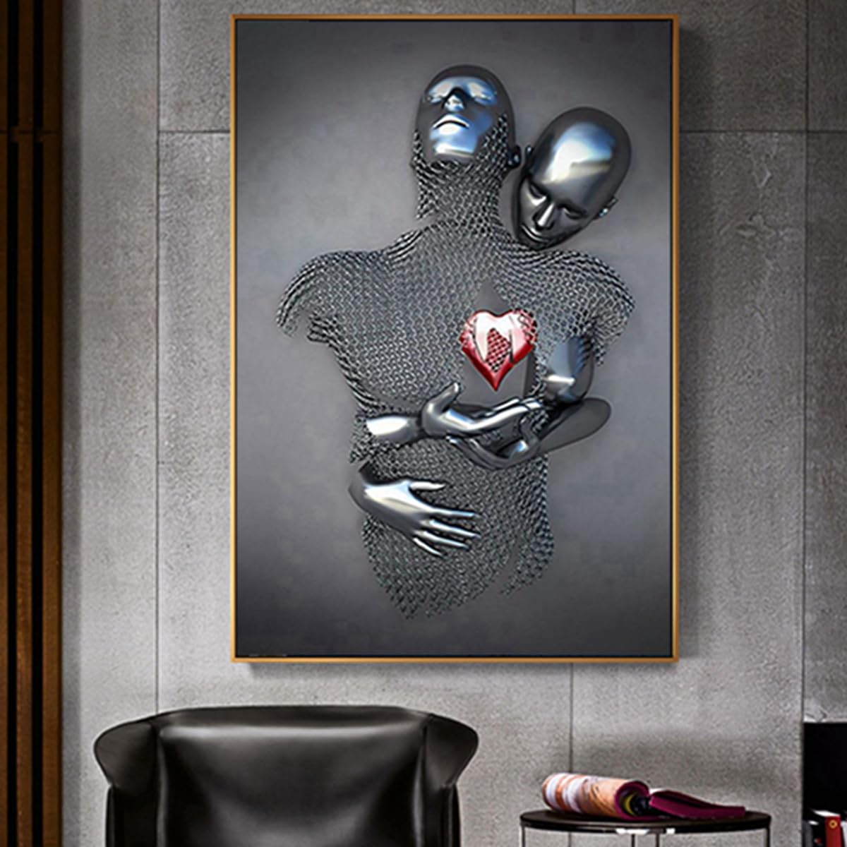 Statue en métal - Art sur toile - Peinture romantique - Poster et impressions abstraites 3D - Amoureux - Moderne - Décoration de la maison - Sans cadre (JST-03, 30 x 40 cm x 1 Statue en métal - Art sur toile - Peinture romantique - Poster et impressions abstraites 3D - Amoureux - Moderne - Décoration de la maison - Sans cadre (JST-03, 30 x 40 cm x 1