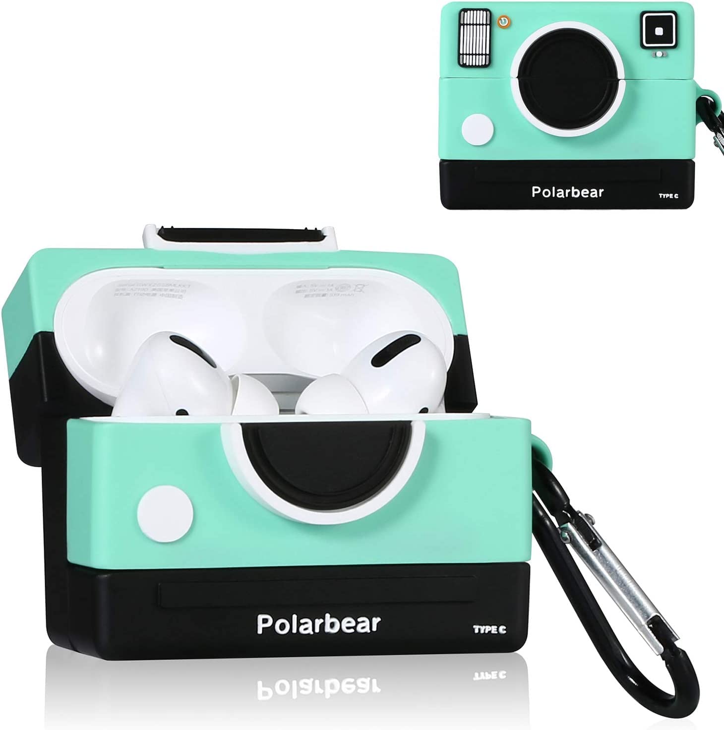 Meyaar Cute Silicone Case Cover Only Compatible with Apple Airpods Pro, with Strong Keychain (Only Silicone Cover) (Polarbear)