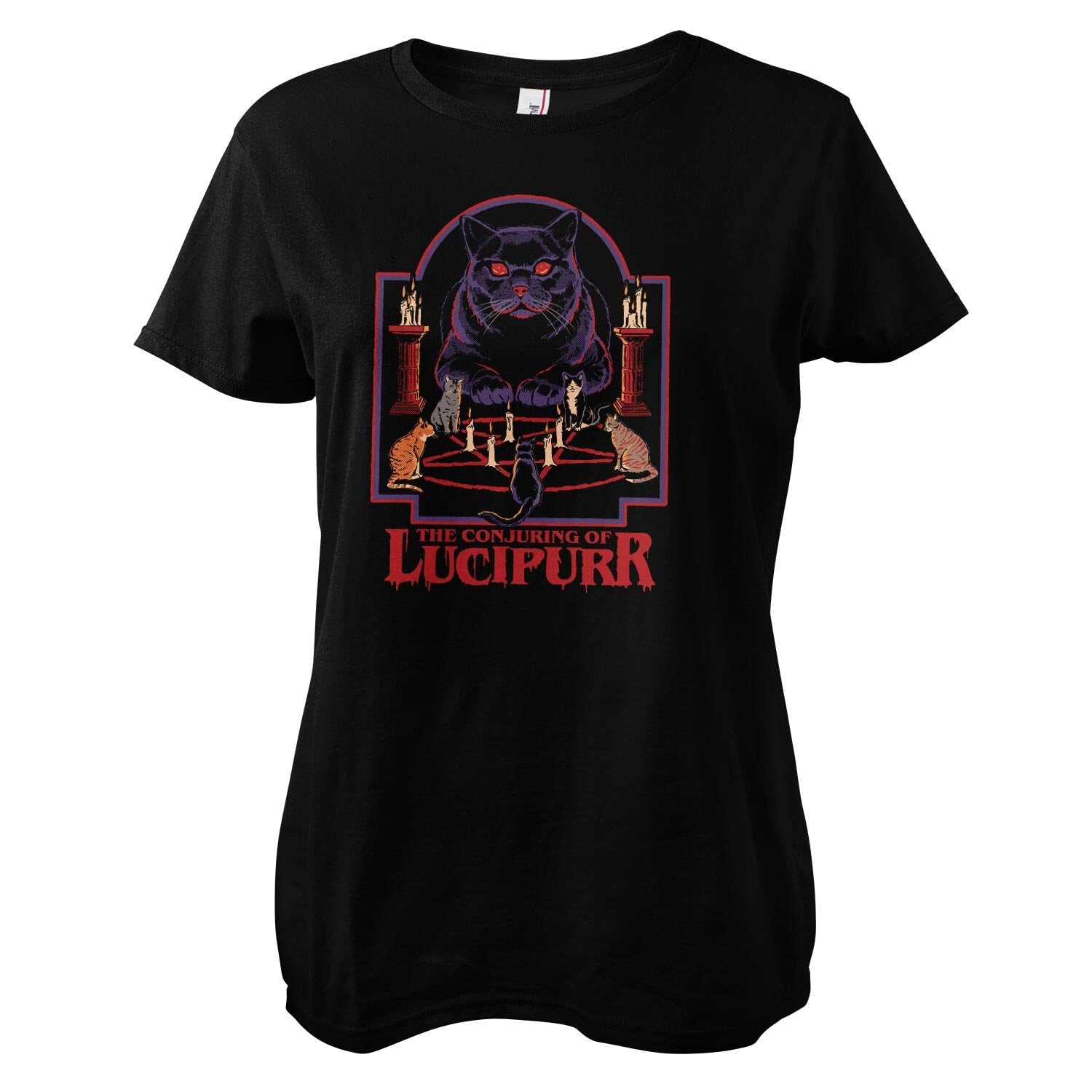 Steven Rhodes Women's Black Officially Licensed Lucipurr T-Shirt (Black), Small