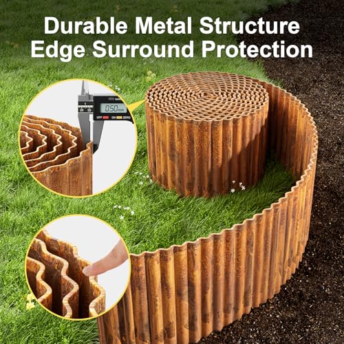 Land Guard Corrugated Garden Edging Border,12" x 25' Landscape Paver Edging, Tall Landscape Edging, Fence for Garden, Flower Bed, Lawn and Landscape Edging (Rusty) by Land Guard - Image 3