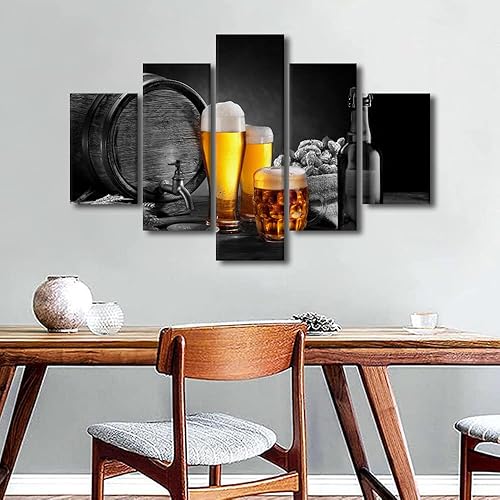 Vista 142 de Imágenes de pared para sala de estar, pintura de copa de vino tinto, bebidas alcohólicas, 5 paneles, lienzo, arte de pared, pósteres e impresiones