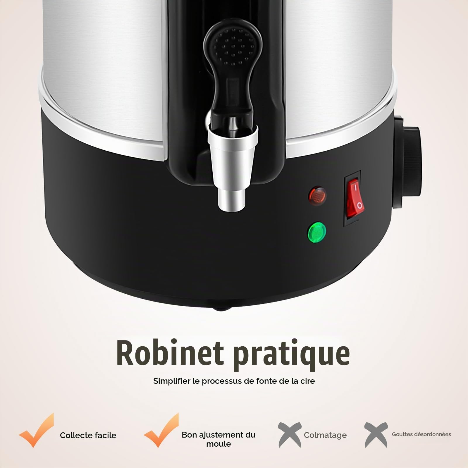 Fondoir Cire Bougie Machine Pot De Fusion Cire éLectrique Acier Inoxydable 10.8L, 1100 W Bec Verseur Machine à Fondre La Cires RéGlage 30-110 ℃, Affichage Numérique LED, Pour Fabrication De Bougie