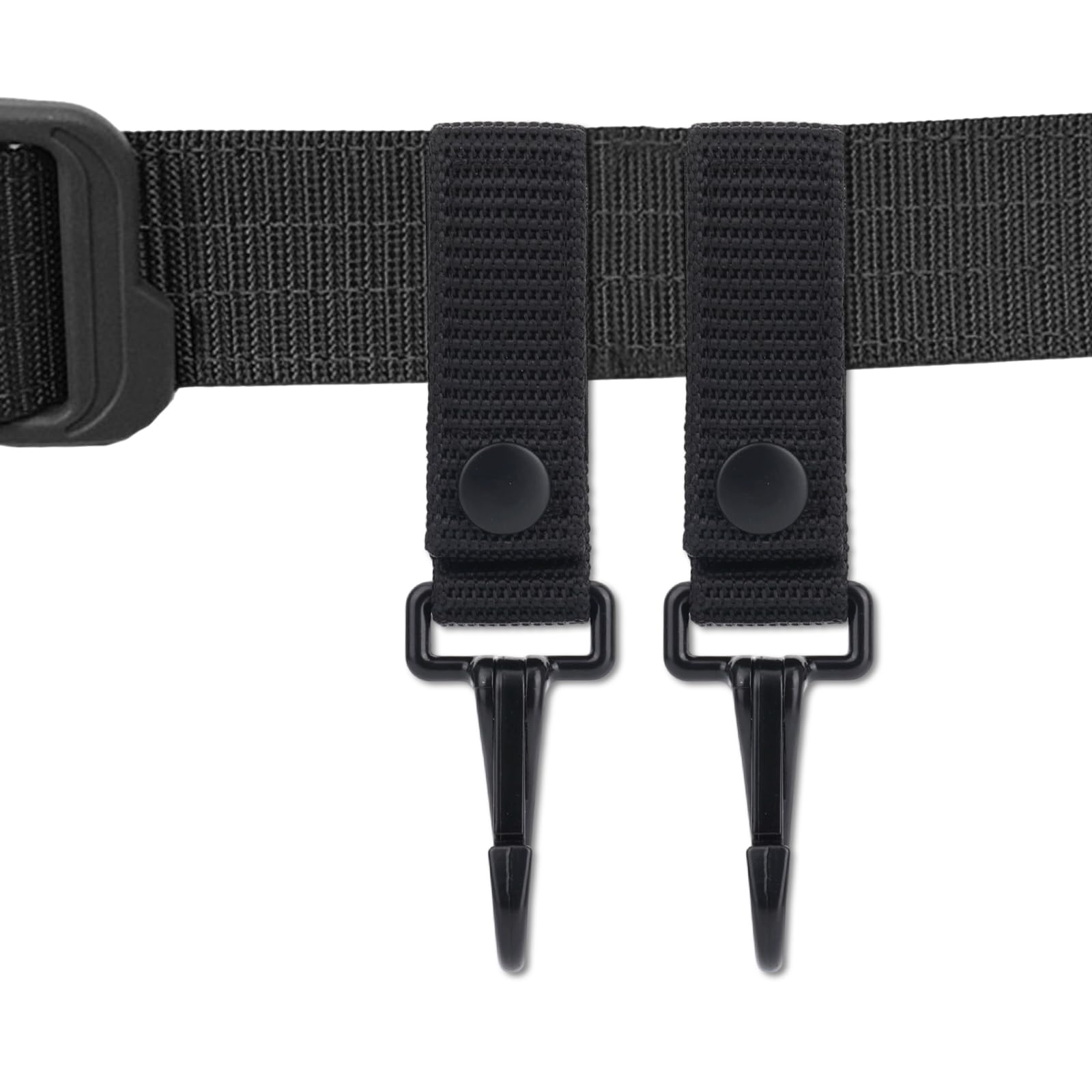 2 Clips Sujetadores Cinturón Reforzados, Pasadores Cinturón Nylon Botón a Presión Soportes Resistentes Accesorios Policía y Seguridad para Llaves Objetos Pequeños (Negro)