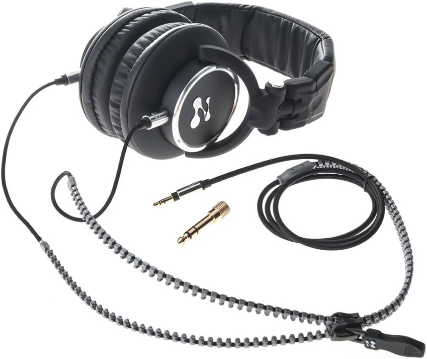 Choice Over-The-Ear Pro Studio Headphones with Tangle Free Zipper Cabling (Black)