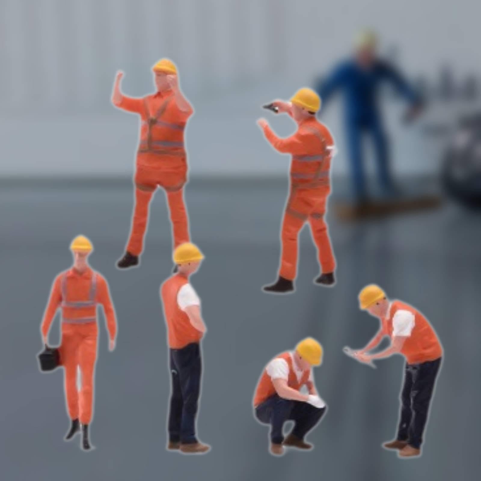 Figura de de Mantenimiento a Escala 1/64 (6 Piezas) para Maquetas de Trenes.
