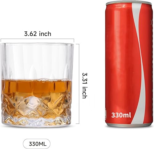 Miniatura 2 de Juego de 8 vasos de whisky prémium (4 vasos antiguos y 4 moldes de esfera de hielo)  Vasos de cristal de 11.1 onzas para whisky, bourbon, cócteles,