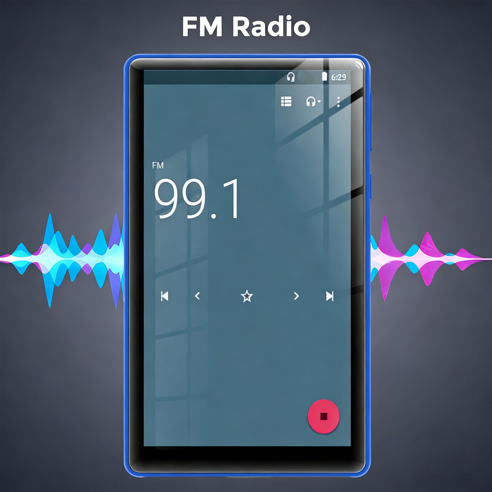 Reproductor MP3 de 64 GB, Reproductor MP4 MP5 Bluetooth 5.0 con Pantalla Táctil de 5 Pulgadas, Audio HiFi, Aplicaciones de Música Preinstaladas, para Niños y Adultos (Azul)