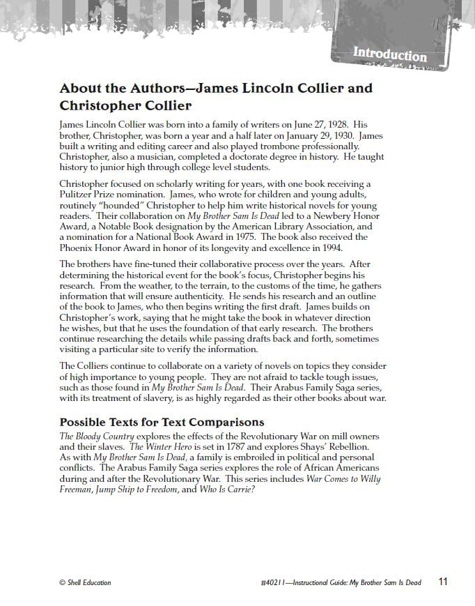 My Brother Sam Is Dead: An Instructional Guide for Literature - Novel Study Guide for 4th-8th Grade Literature with Close Reading and Writing Activities (Great Works Classroom Resource - Image 3