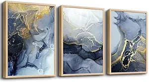 Natural Wood Framed Wall Art for Living Room Abstract Wall Decor for Bedroom Abstract Ink painting Wall Artworks Pictures for Office Decoration Large Size Home Decorations Posters Framed Art Prints