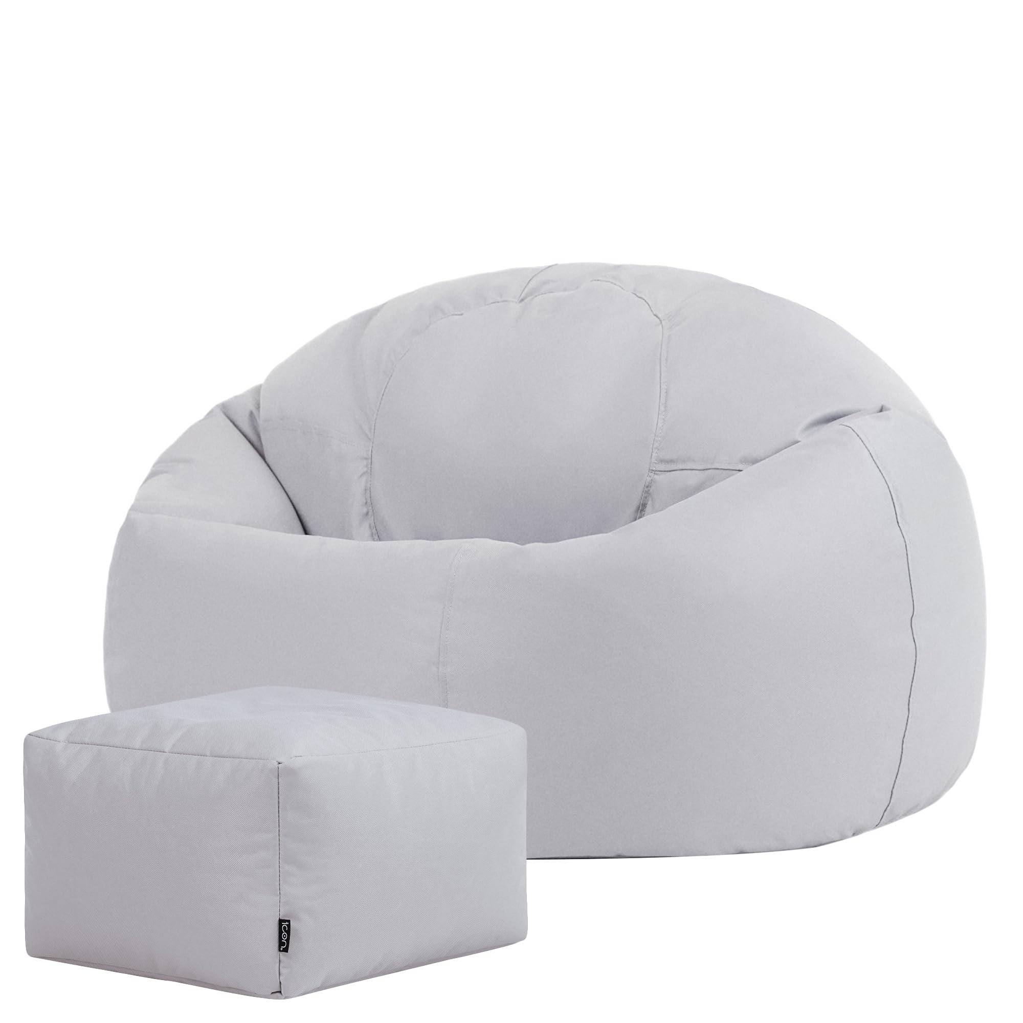 Bean Bag Bazaar Kingston Outdoor Bean Bag & Footstool with Filling, Grey