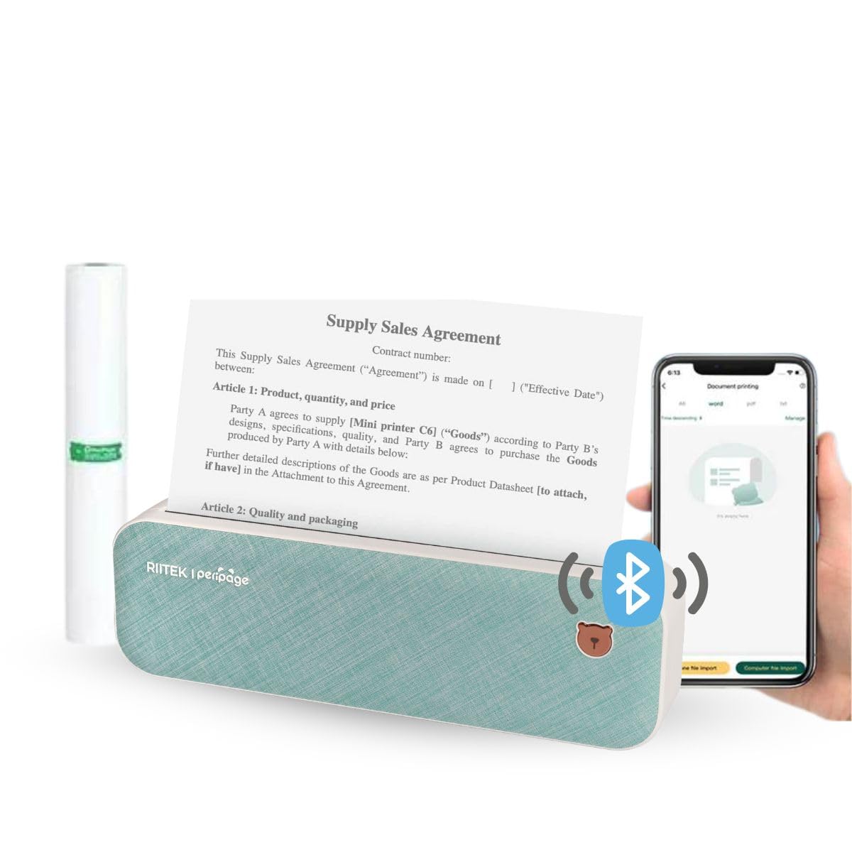 RIITEK PeriPage A4(304DPI) Pocket Printer; Wireless Bluetooth Portable Inkless Thermal Printer with Paper Roll for Picture, Label, Memo, Receipt Printing (A40 Printer, Blue) (1 Year Warranty) (B0C3DB4G63) Amazon Price History, Amazon Price Tracker