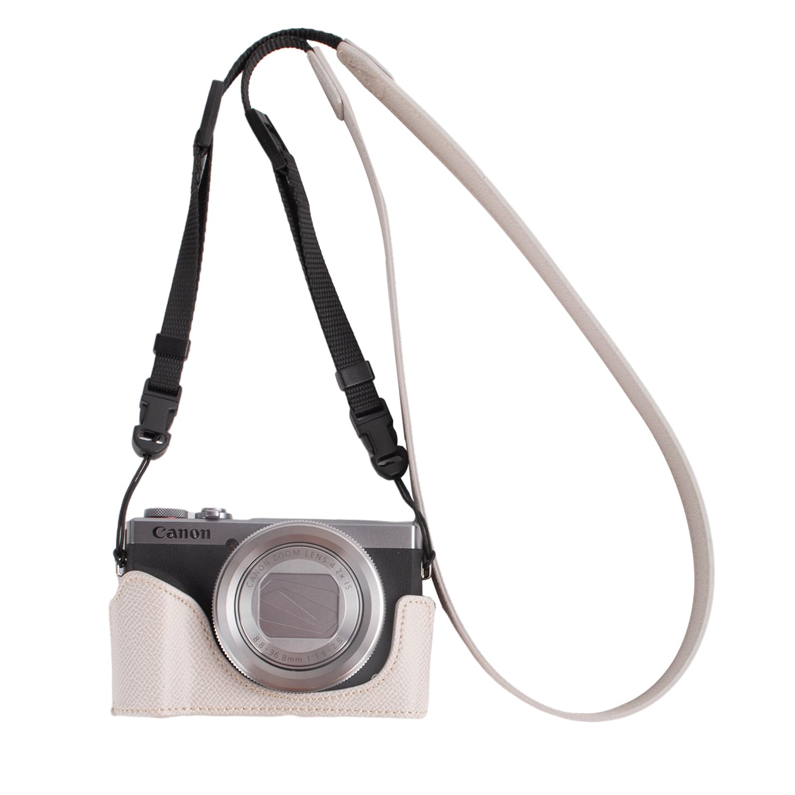 Protective Camera Case for Canon Powershot G7X series,fit for Canon PowerShot G7X Mark III/G7X Mark II/G7 X Half Case With Adjustable Shoulder Strap PU g7x mark iii accessories lightweight-GY